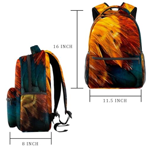 Sac à dos d'école à plumes multicolores pour ado et voyage décontracté