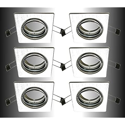 Trango Conjunto de 6 Foco empotrable en escuadra de aluminio cepillado TG6729-069S Cover