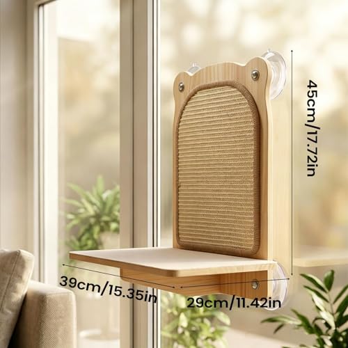 Rascador de pared para gatos de 45 cm con juguete de queso integrado 7