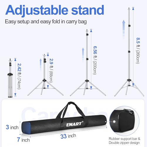 EMART Backdrop Stand 10x8.5ft(WxH) Photo Studio Adjustable Background Stand Support kit with 2 Crossbars, 8 Clamps, 2 Sandbags and Carry Bag for Parties, Events Decoration, Wedding, Photography-Silver by EMART - Image 4