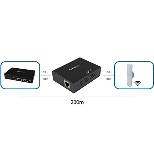 StarTech.com 1 Port Gigabit PoE+ Extender 802.3at & 802.3af - 100m (330ft) - Power over Ethernet Extender - PoE Repeater Network Extender , TAA (POEEXT1GAT)
