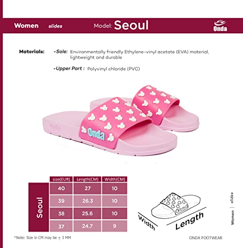 اوندا شبشب سلايد سيول للنساء، اللون: وردي، المقاس: 39 EU