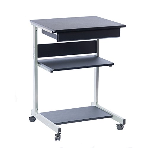 Rolling Laptop Cart with Storage, Portable Computer Desk, Rolling Cart Workstation, or Laptop Stand with Printer Shelf, Graphite Black by Techni Mobili - Image 6