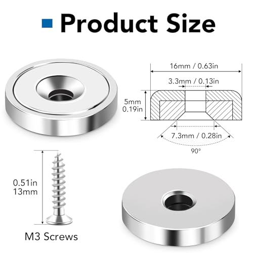 Image of LOVIMAG Strong Neodymium Rare Earth Magnets, 20LBS-24 Pack | Heavy Duty Cup Magnet with Countersunk and Screws for Tool Room, Kitchen Doors, Wall Mounting, Office