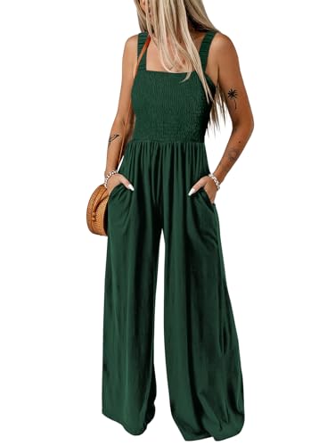 Dokotoo Jumpsuit Damen Sommer Latzhose Casual Lose Overall Hohe Taille Ärmellos Playsuit Lang Romper Leicht Palazzo Somm...
