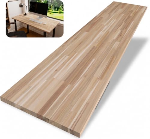 Howizz 72x25 in Solid Wood Table Top - 1in Thick Butcher Block Countertop for Standing Desk, Office Table, Workbench, DIY Furniture Projects,Unfinished Acacia