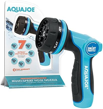 Aqua Joe AJHN102 Heavy Duty Indestructible Metal Multi Function Adjustable Hose Nozzle with Smart Throttle