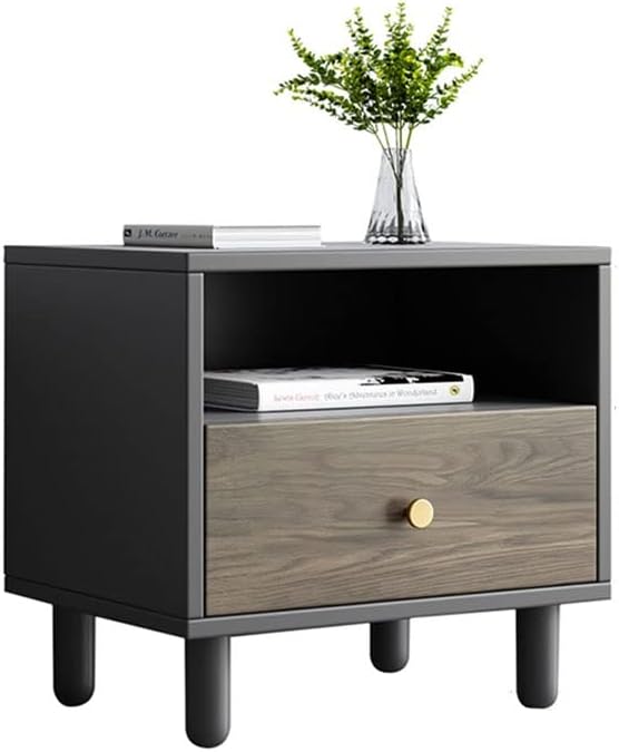 Nightstand Bedside Table Storage Cabinet Living Room Bedroom Bedside Shelf Small Cabinet Bedside Table 1 Drawer (MDF Material) Bedside End Table