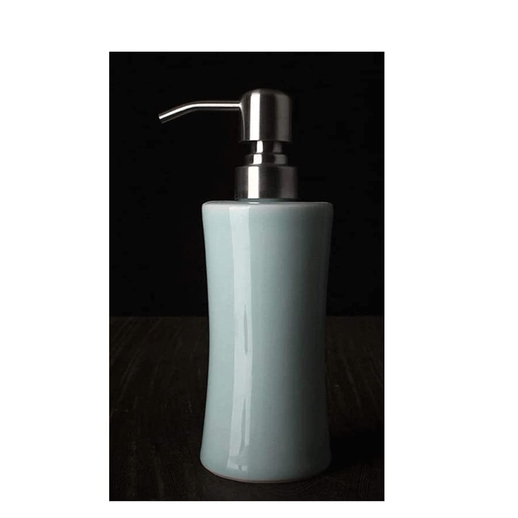 NZPOST Distributore di Sapone Ricaricabile 9,4/14,5 oz Distributore di Sapone Celadon Distributori di lozione con Pompa di Sapone in Metallo Inossidabile (Blu)