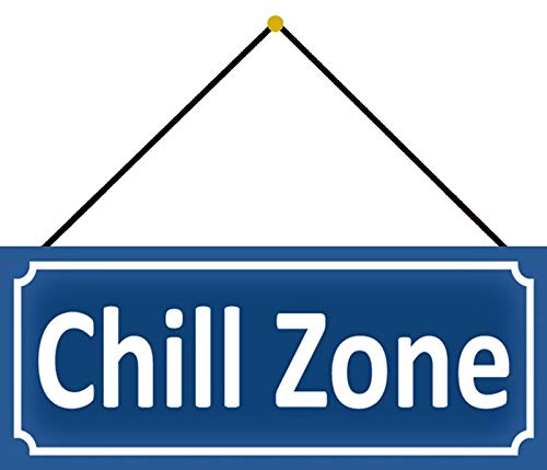 Schatzmix Chill Zone Straße Metallschild 27x10 cm Wanddeko tin Sign mit Kordel Blechschild, Blech, Mehrfarbig Cover