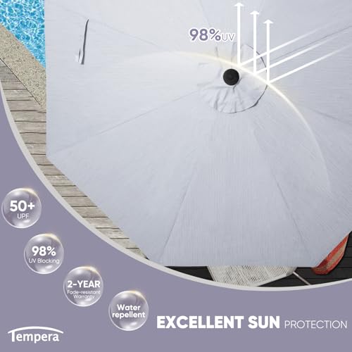Image of Tempera Patio Market Outdoor Table Umbrella with Auto Tilt and Crank, Large Sun Umbrella with Sturdy Pole & Fade Resistant Canopy, Easy to Set