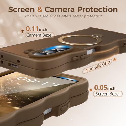 Image of Cute Wavy Magnetic Stand Case for Galaxy Z Fold 5 Fit for MagSafe