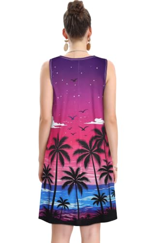 Image of elescat Women's Summer Dresses Casual Sleeveless Loose Sundress with Pocket