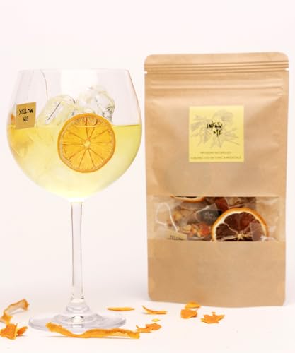 INFUSE ME - Gin, Cocktail and Mocktail infusion Bags with Garnish | Make Your Own Delicious Flavoured Cocktails | 6 Infusion sachets for Gin Drinks with the finest Botanicals and Spices (YELLOW ME)