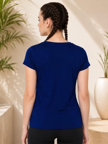Image of Women Polyester Stretch Regular Fit Round Neck Half Sleeve T-Shirt (Pack of 1)