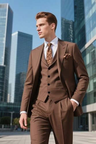 Suits for Men 3 Piece for Wedding Business Suit for Men Slim Rust Mens Suit Wedding Regular Fit Men's Tailored Suits3
