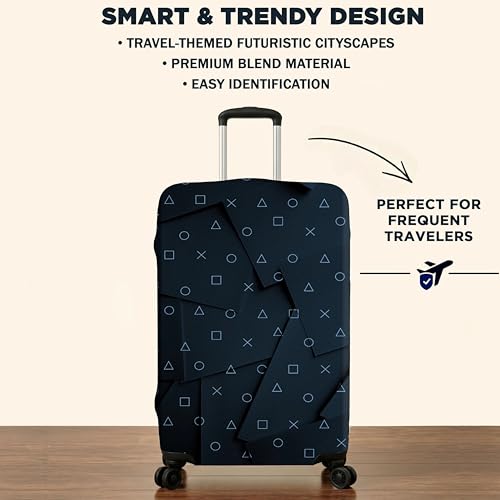 Image of Printed Luggage Cover for Traveling Bag & Suitcase - Stretchable & Scratchproof Trolley Protector with Velcro Lock & Lightweight Washable Material(Suitcase Not Included, Only Cover in Product)