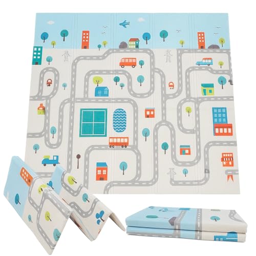 Tapete de Atividades Bebê Dobrável Impermeável Dupla Face 150x180cm