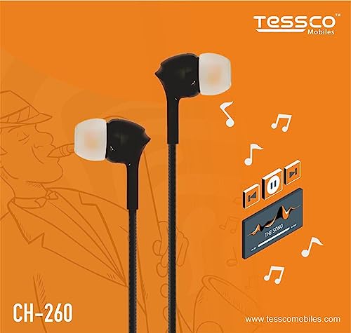 Image of Mcare Tessco CH-260 Wired in Ear Earphone with Mic, 10mm Driver, Clear Sound & Call Qulity. 3.5mm Audio Jack, Compatible with All Samsung /Oppo /Vivo /Xiaomi and Old Keypad mobiles.
