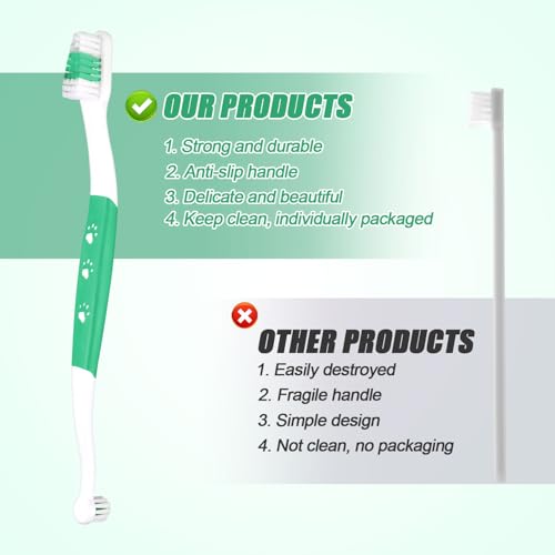 Image of XIHIRCD 3pcs Dual Headed Pet Toothbrush for Dogs & Cats, Soft Bristles Kitten Tooth Brushing Easy Teeth Cleaning Anti-Slip Pet Dental Care Brush Supplies for Puppy Kitty Reduce Oral Problem