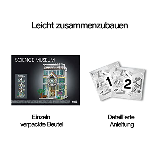 barweer Science Museum Architecture City Bausteine,MOC Modular Buildings Modellbausatz Set,Geschenkbox für Erwachsene,Klemmbausteine Haus,Kompatibel mit Lego (3794 Stücke) Mork 10206