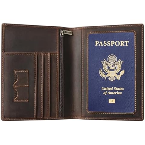 Ringsun Leather Passport Cover for Men Women, RFID Passport Wallet Case Travel Passport Holder for Family Cover