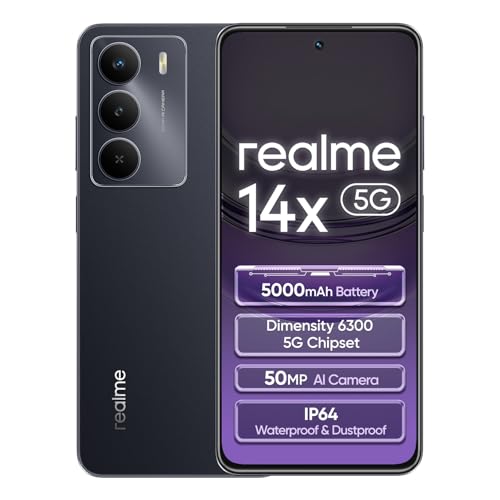 realme 14x 5G Smartphone 8+256GB, Nero Carbonio, Schermo 6.67...