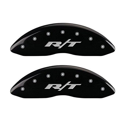 Image of MGP Caliper Covers - Brake Caliper Covers for 2011-2023 Dodge Challenger & 2011-2023 Dodge Charger (Requires Dual Piston Front Caliper) Front and Rear Set (Black, R /T Truck)