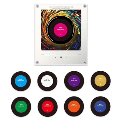 Retro Music Fridge Magnets with Player Set 10 Pcs Vintage Vinyl Record Refrigerator Magnets 128MB Programmable Music Player NFC Enabled Unique Aesthetic MusicGifts for Home Office