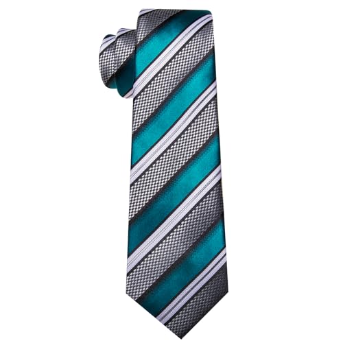 Image of Barry.Wang Mens Tie Set Plaid Check Neckties Formal Business Wedding Luxury Pocket Square Cufflinks