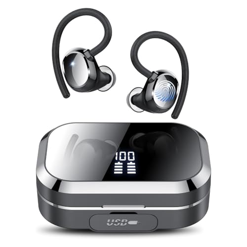 Q25 Bluetooth 5.2 Neckband Earbuds - Hi-Fi Stereo with Charging Case, Dual Mic ENC, IPX4 Waterproof, 8H Playtime for Sports/Office,Black