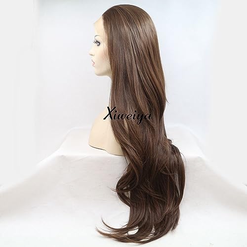 Perruque marron chocolat sans colle cheveux longs ondulés pour femme brune - 2