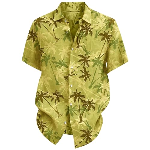 Camiseta de entrenamiento de manga larga para hombre, para verano, playa, casual, de manga corta, holgada, estilo de cuello alto para usar en capas, amarillo, 4XL
