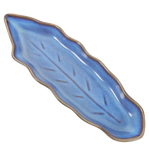 PRETYZOOM Assiette de Feuille Assiette à Sushi Domestique Céramique Design Vintage pour Restaurant Alimentaire Plateau à Sushi Multifonction