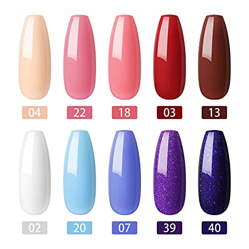 Shelloloh 10 Farben UV Nagellack 10ml UV Gellack Starter Set Top Coat Base Coat Nageldesign Set Farbgel Gel Nägel… – Bild 3
