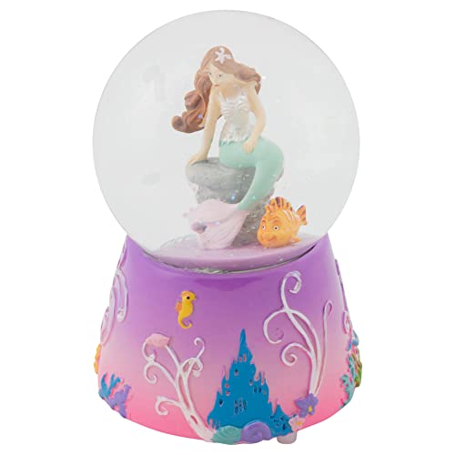 Mermaid And Fish On Lilac Musical 80Mm Water Globe Plays Tune By The Beautiful Sea #TOP19