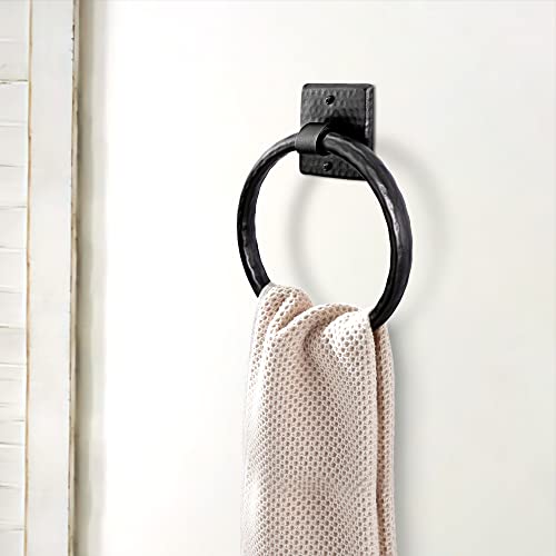Monarch Abode 19131 Round Towel Ring Holder - Hand Hammered Wall Mount Towel Ring For Bathroom & Kitchen thumb #3