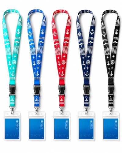 Avorast 5 Pack Cruise Lanyards for Ship Cards, Cruise Essentials 2026 for Carnival, Royal Caribbean, NCL, Lanyards for ID Badges with Detachable Buckle & Waterproof ID Badge Holders (Mix)