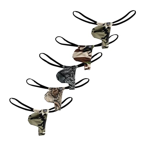 Men's Low Waist Bulge Thong Lingerie Men's Slim G String Bikini(5 Pack)