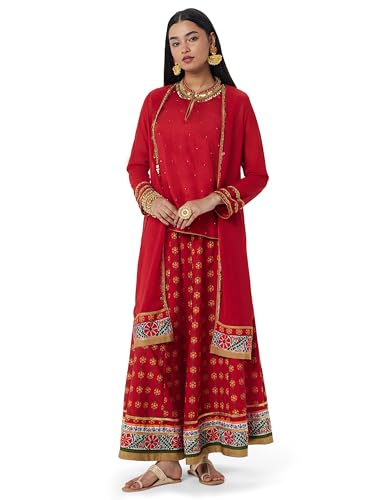 Image of W for Woman Women's Synthetic Straight Fit Straight Kurta
