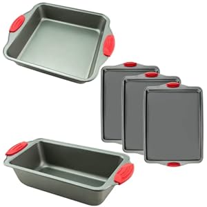 Boxiki Kitchen Cake Baking Set Includes 3 Pcs Steel Cookie Sheets, 8×8 Square Baking Pan and Bread Loaf Pan. Rust Free Non Stick Premium Baking Molds For Baking Cakes, Breads and Cookies.