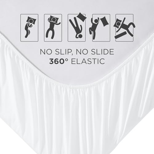 Image of Royale Linens 2 Pack Fitted Sheet - Elastic Sheets - Twin Fitted Sheet Only - Soft & Breathable - Brushed 1800 Microfiber - Stain Resistant- Hotel Quality Deep Pocket Stretches Up to 16 inch (Twin, White)