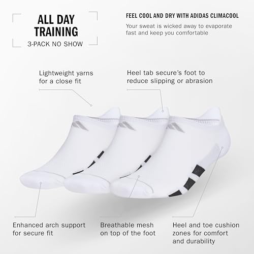 Image of adidas Men's All Day Training Quarter Socks sports performance above the ankle height with cushioning for running (3-Pair)