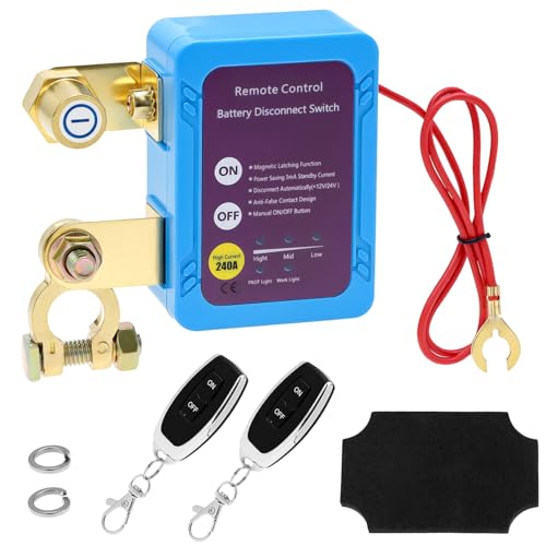 Qwork® Staccabatteria Auto, 12V 240A Staccabatteria, Stacca Batteria Remoto Senza Fili Auto, Per Auto, Camion, Camper