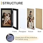 decorUhome Double 4x6 Picture Frame Vertical, Engineered Wood Bifold Photo Frame with Plexiglass for Tabletop Display, 4x6, Black - Image 4