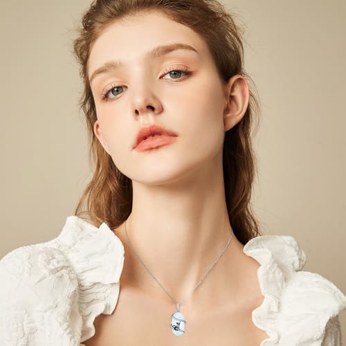 Opal Mama Bear/Panda/Cat/Koala/Sloth/Cardinal/Unicorn Necklace 925 Sterling Silver Opal Animal Pendant Jewelry Birthday Christmas Gifts Women Her2