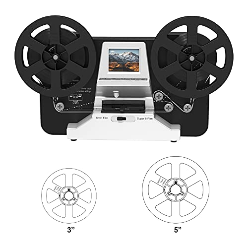8mm & Super 8 Reels to Digital MovieMaker Film Scanner, Pro Film Digitizer Machine with 2.4" LCD, Black (Convert 3 inch and 5 inch 8mm Super 8 Film reels) with 32 GB SD Card