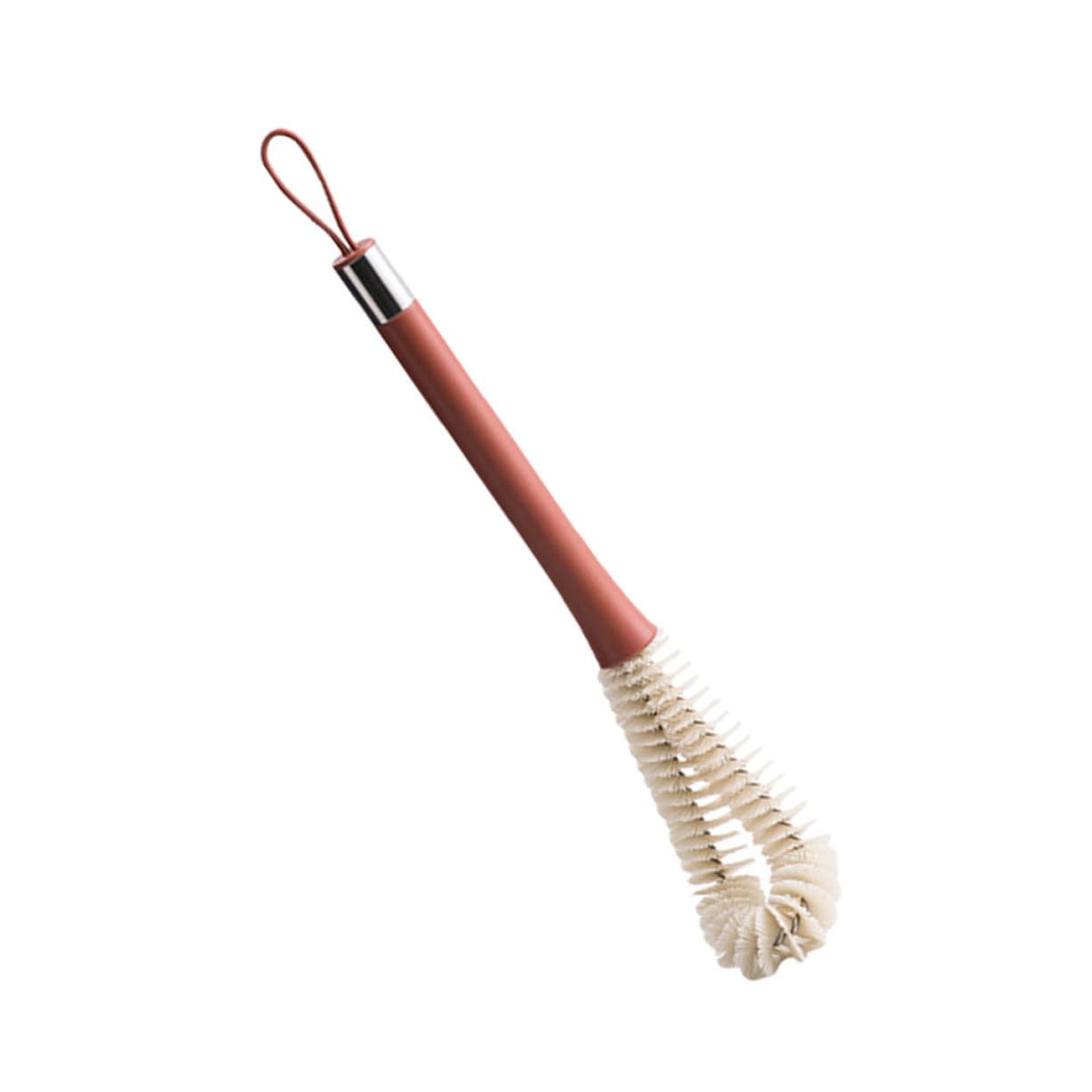 Didiseaon 1pc Cleaning Glass Brush Feeding Bottle Brush Handle Bottle Brush Bottle Brush Glassware Brush Cleaner Water Bottle Brush Stainless Steel Ring; Handle: Silicone Red