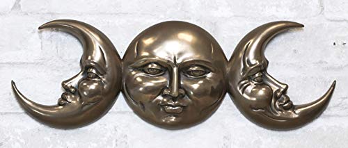 Ebros Wicca Sacred Triple Goddess Moon Mother Maiden Crone Hanging Wall Decor Sculpture Plaque Figurine 15.25"Long Neopagan Phases Of The Moon Celestial Lunar Sculpture #TOP1