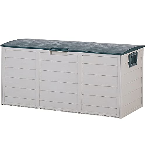 Beliani Auflagenbox aus Kunststoff beige/grün Gartentruhe Outdoor Kissenbox Locarno – Bild 4